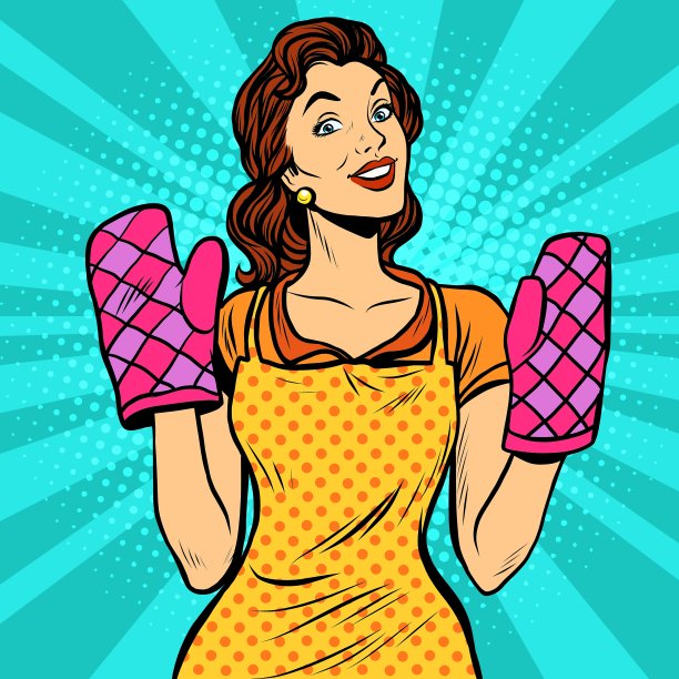 复古女人在厨房做饭图片下载