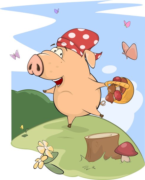 可爱的猪农场动物卡通图片下载