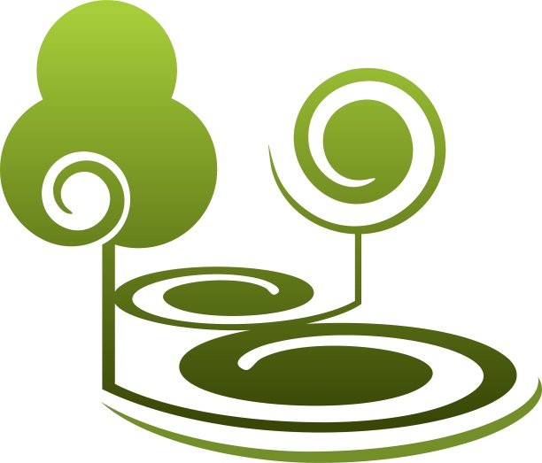 夏季景观中程式化的绿树图片下载