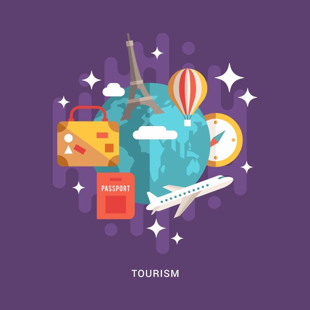 旅游概念平坦风格与旅行平坦的地球仪图片下载