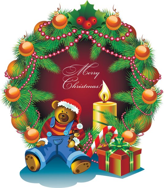 带玩具的圣诞花环图片下载