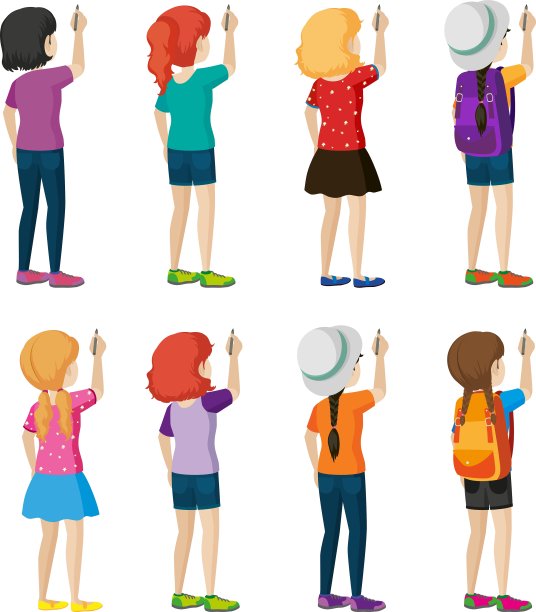 年轻女孩写作的后视镜图片下载