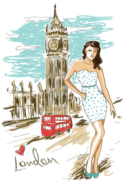 伦敦的时尚女孩图片下载