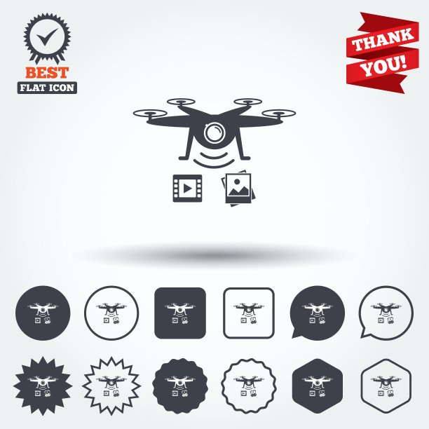 无人机图标Quadrocopter与摄像机图片下载