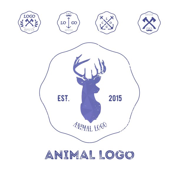 多边形潮人标志与鹿头在紫罗兰图片下载