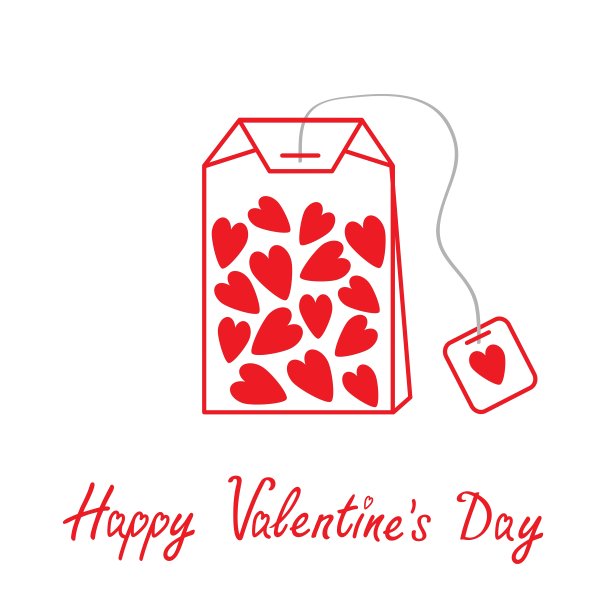 心形茶包情人节快乐图片下载