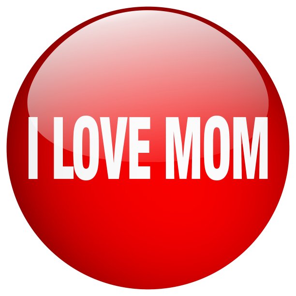 我爱妈妈红圆凝胶孤立按钮图片下载