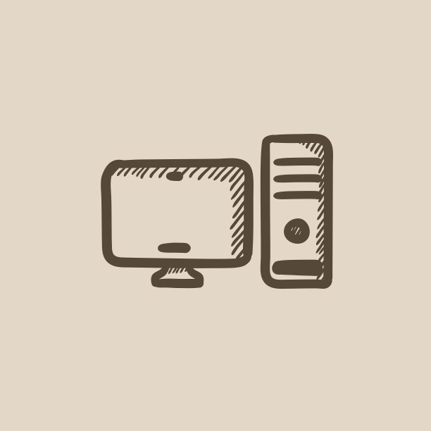 CPU和监视器草图图标图片下载