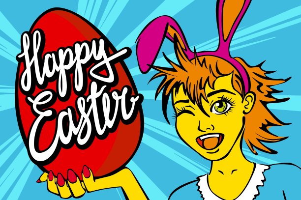 眨着眼睛的兔子女孩脸的特写漫画女孩在一个图片下载