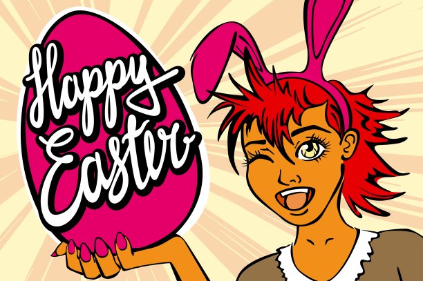 眨着眼睛的兔子女孩脸的特写漫画女孩在一个图片下载