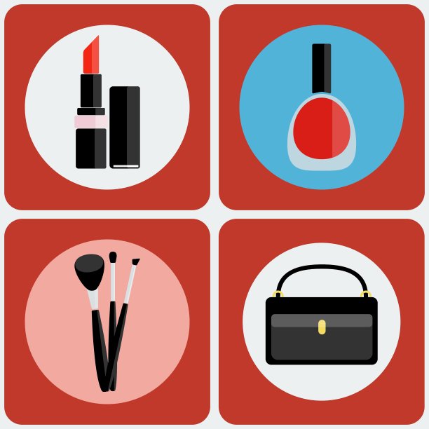 化妆工具彩色图标集图片下载