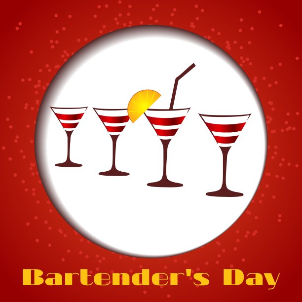 红色背景上的四只玻璃杯图片下载