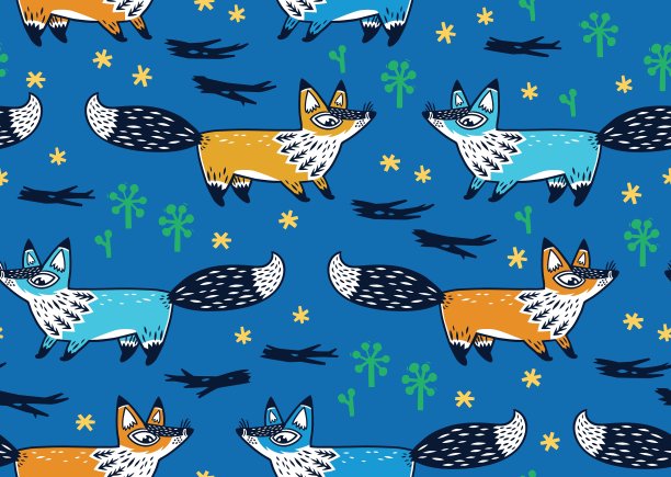 可爱的无缝图案与狐狸图片下载