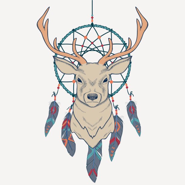 带着鹿和捕梦网图片下载