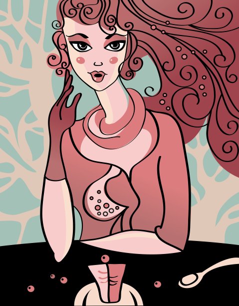 咖啡馆的女孩图片下载