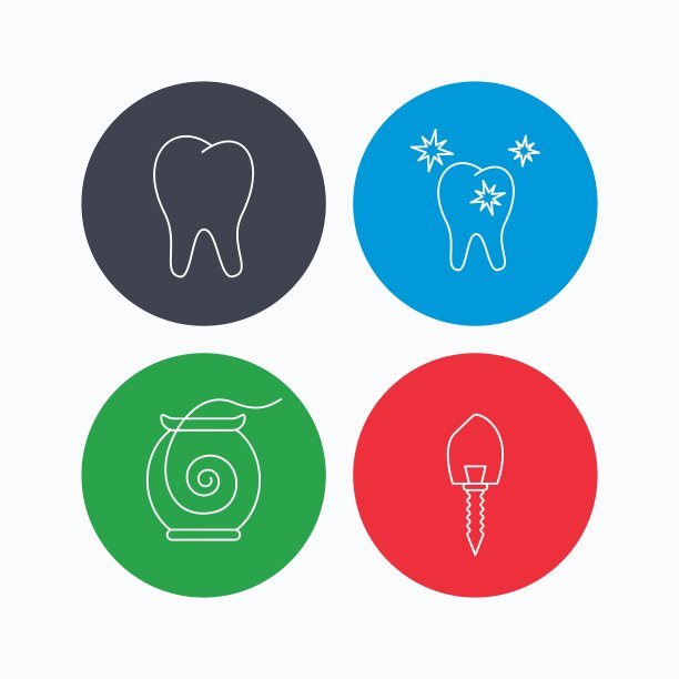 牙齿健康和牙齿种植图标图片下载