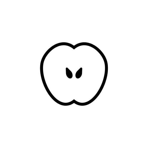 苹果半图标或平面线性标志上的白色图片下载