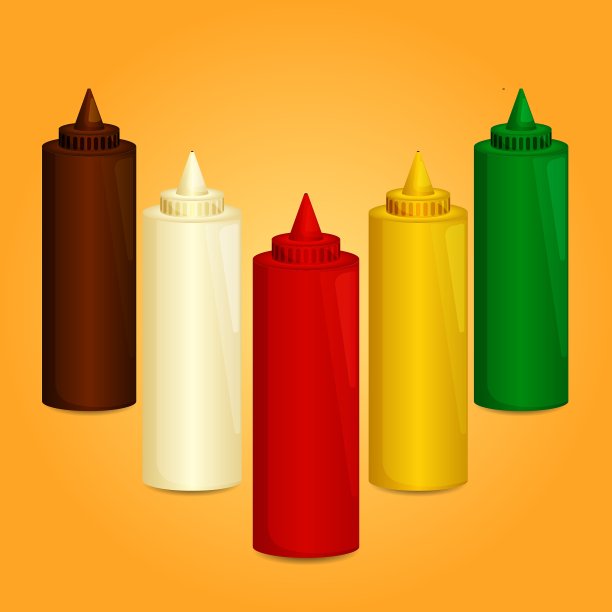 瓶子和溢出的酱汁图片下载