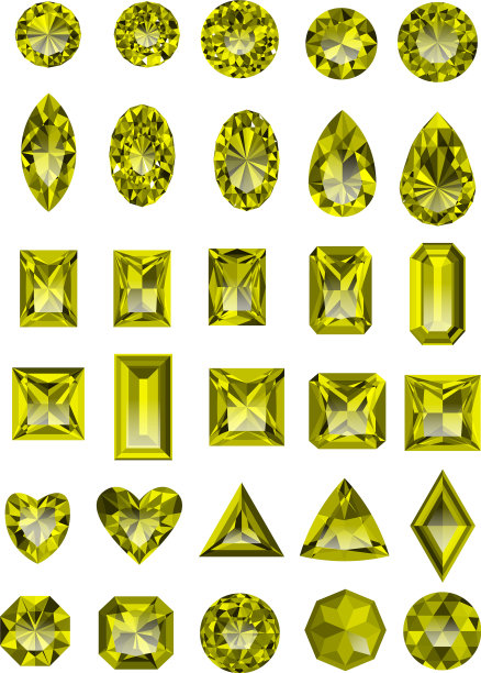 一套逼真的黄色黄玉珠宝图片下载