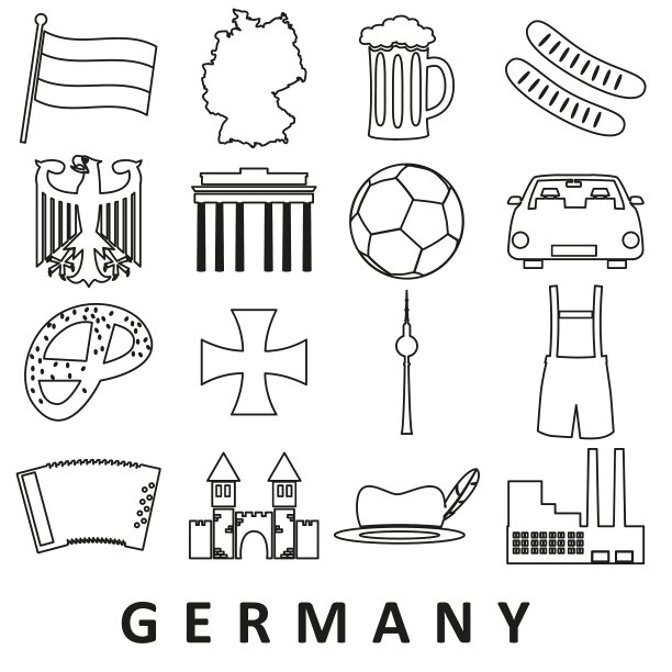 德国国家主题大纲图标设置eps10图片下载