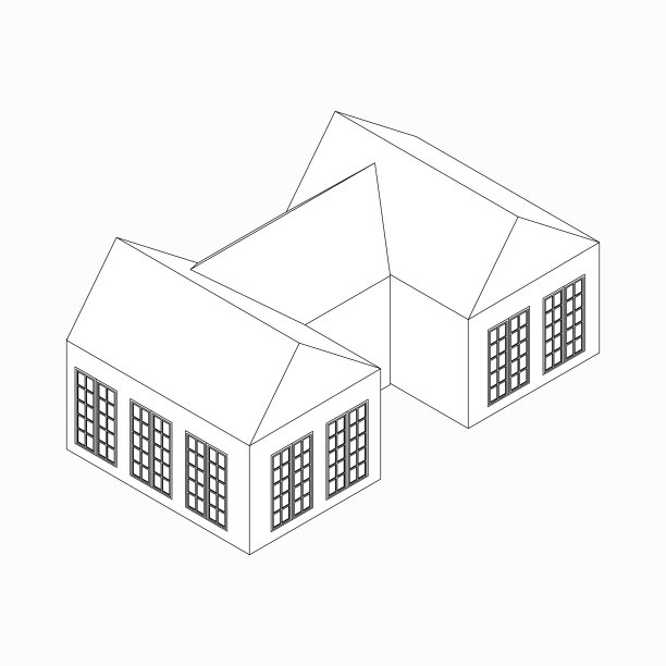 半独立的房子图标等距3d风格图片下载