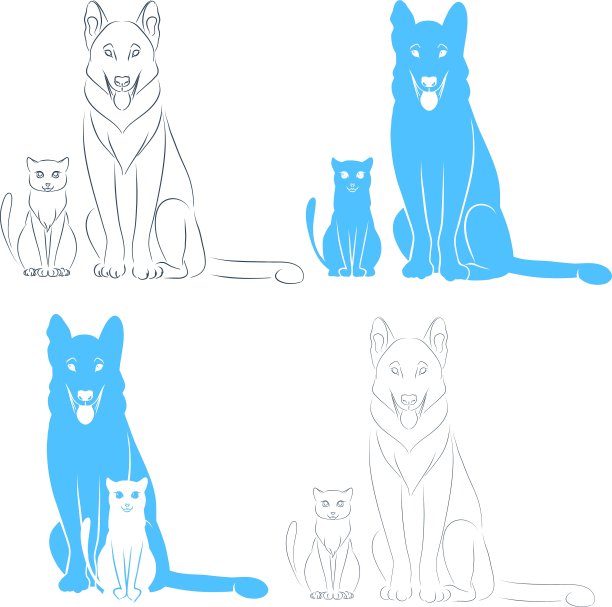 坐着的猫狗图片下载