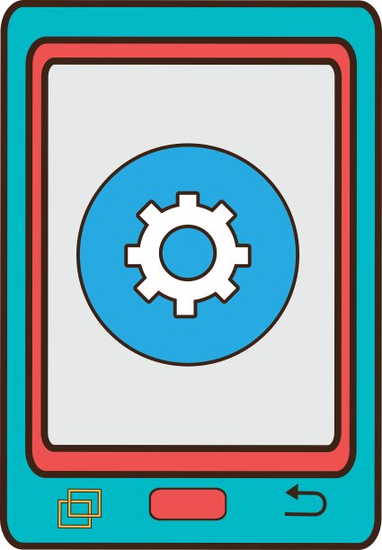 带有媒体图标的蓝色电子设备图片下载