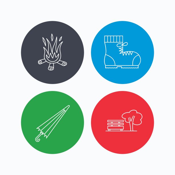 篝火伞和登山靴的图标图片下载