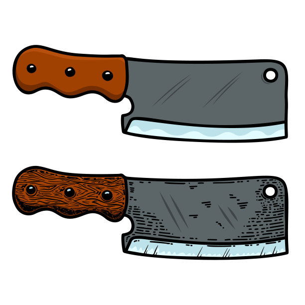 雕刻风格的切肉刀插图。设计元素的标签，徽章，标志，徽章。矢量图图片下载