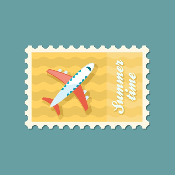 飞机邮票旅行暑假图片下载