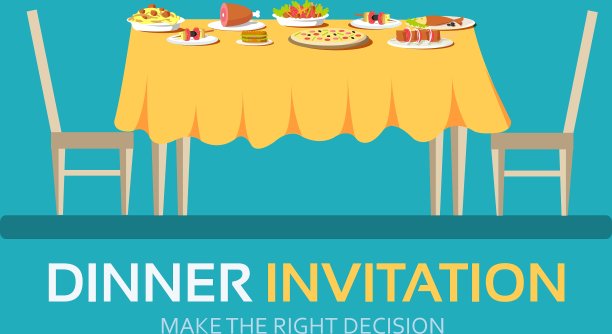 复古餐桌与许多食物在平面设计图片下载