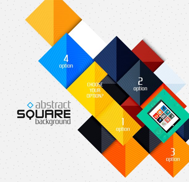 几何正方形和信息图形选项图片下载