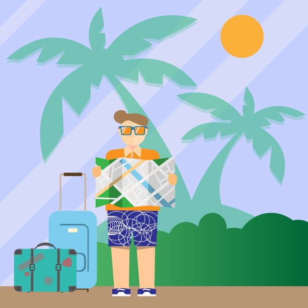 带着地图和手提箱的游客图片下载