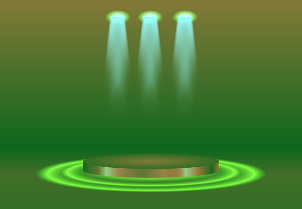 在明亮的背景上有窗帘的讲台。空基座的奖项，红地毯和灯光工作室。典礼冠军平台插图模板图片下载