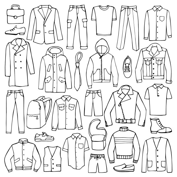 手绘涂鸦集与男人的衣服图片下载