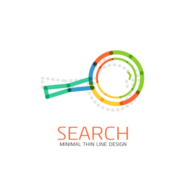 细线设计标志放大镜图片下载