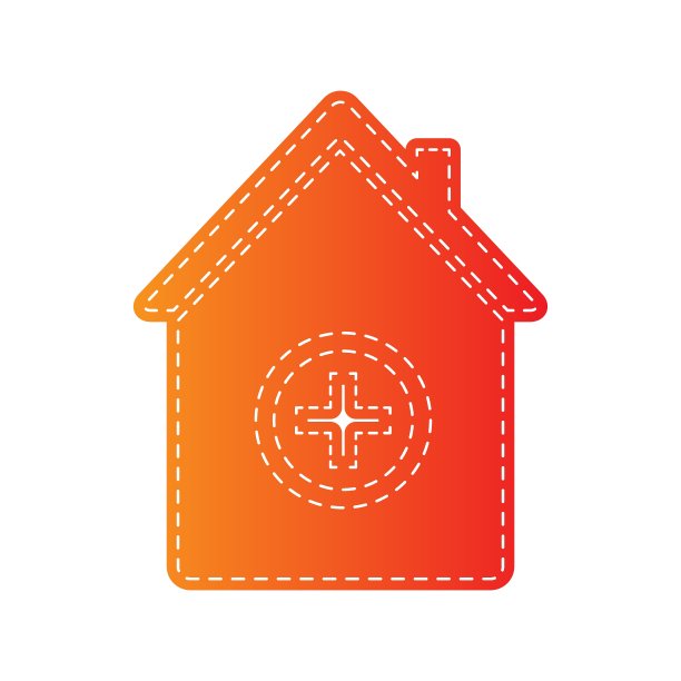 医院标志橙色贴花图片下载