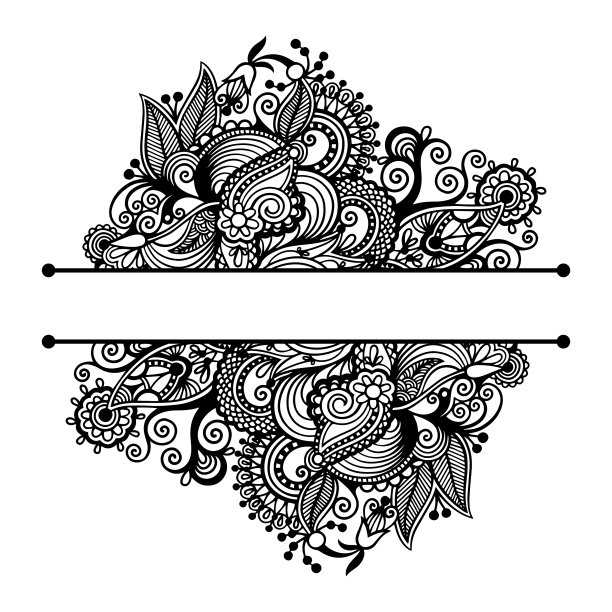黑白相间的花卉图案图片下载