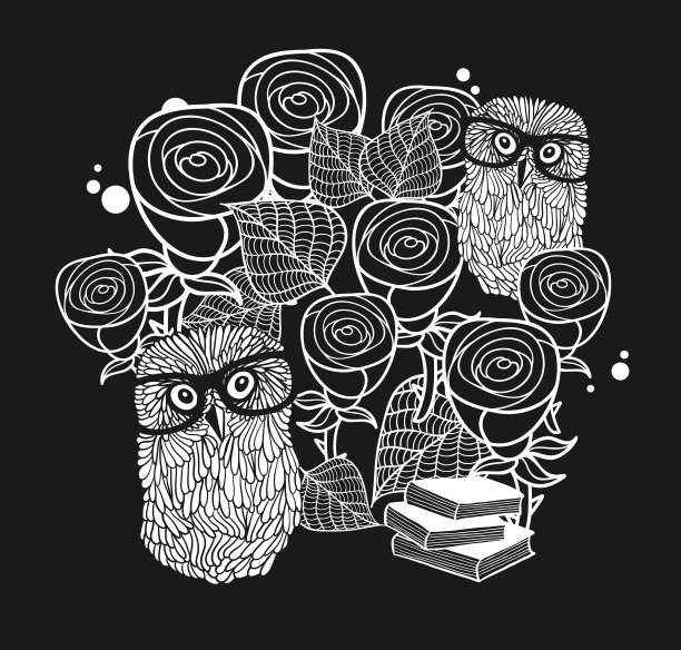 玫瑰中的聪明猫头鹰图片下载