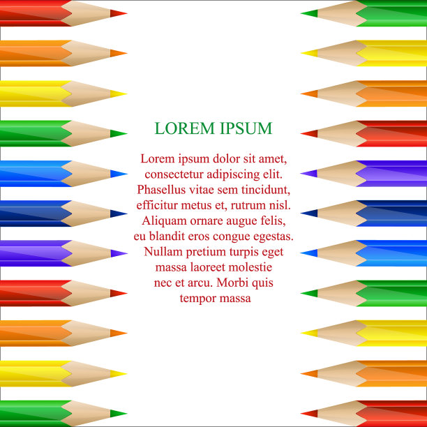 由彩色铅笔制成的垂直边框图片下载