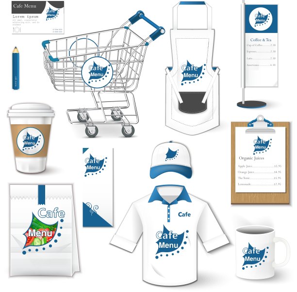 一套企业身份制服传单推车图片下载