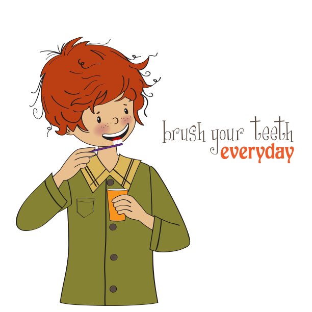 一个男孩正在刷牙图片下载