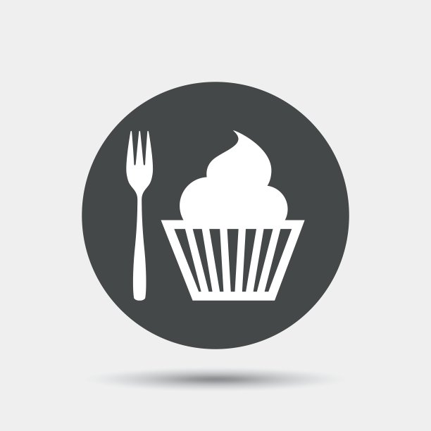吃标志图标甜点叉与松饼图片下载