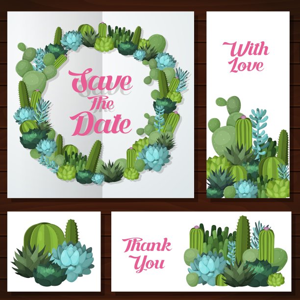 可爱多肉的婚礼请帖图片下载