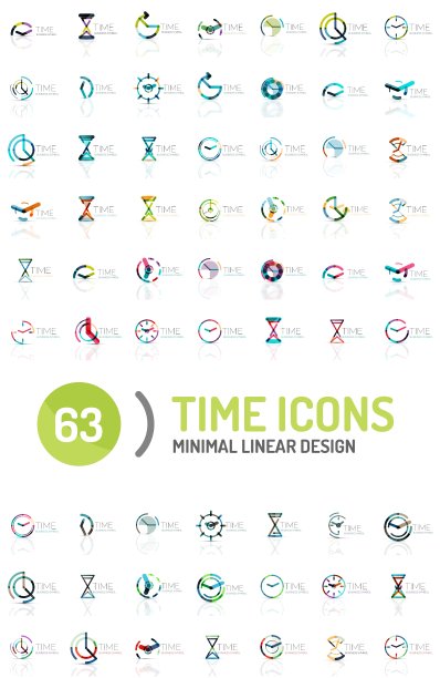 一套抽象的标志理念时间概念图片下载