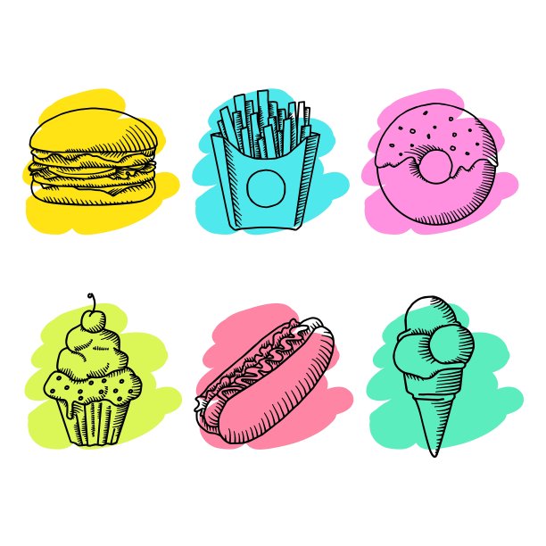 快餐卡通图标图片下载