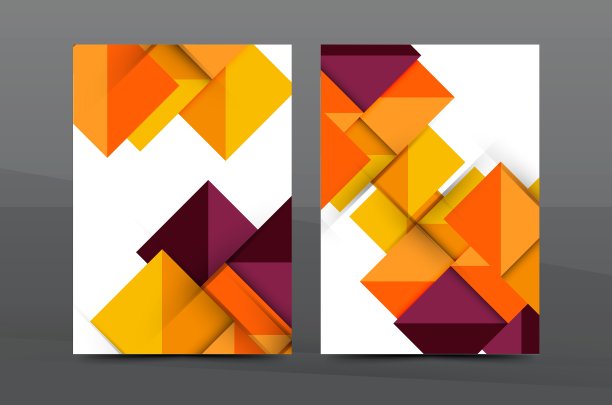 方形和三角形年度报告封面模板图片下载