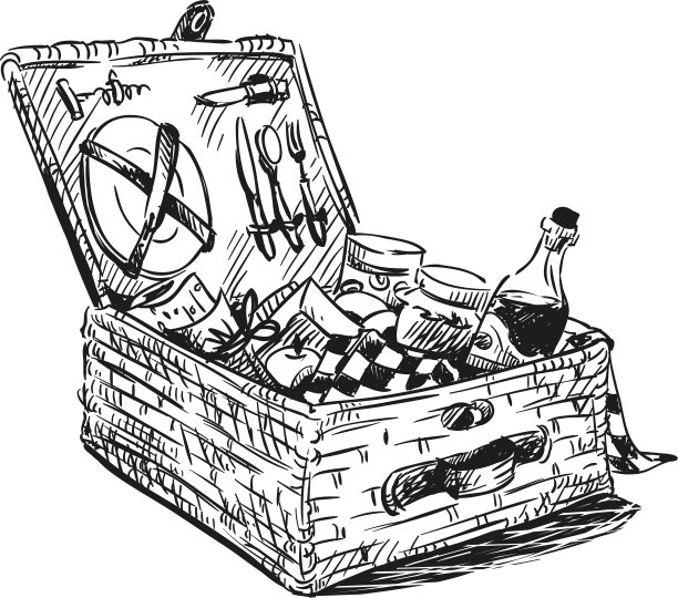 带点心的野餐篮图片下载