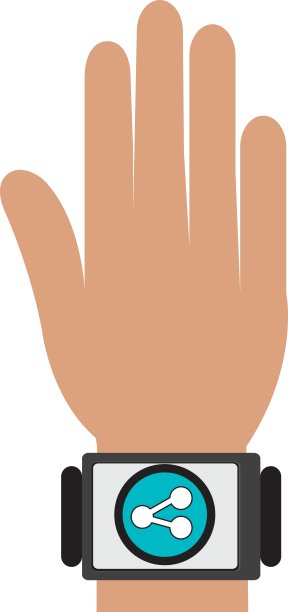 人的手与方形手表和媒体图标图片下载