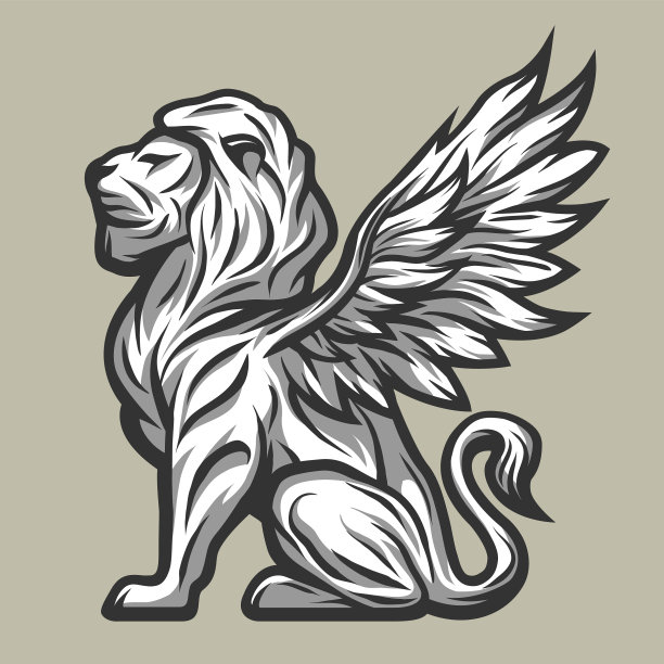 有翅膀的狮子雕像图片下载